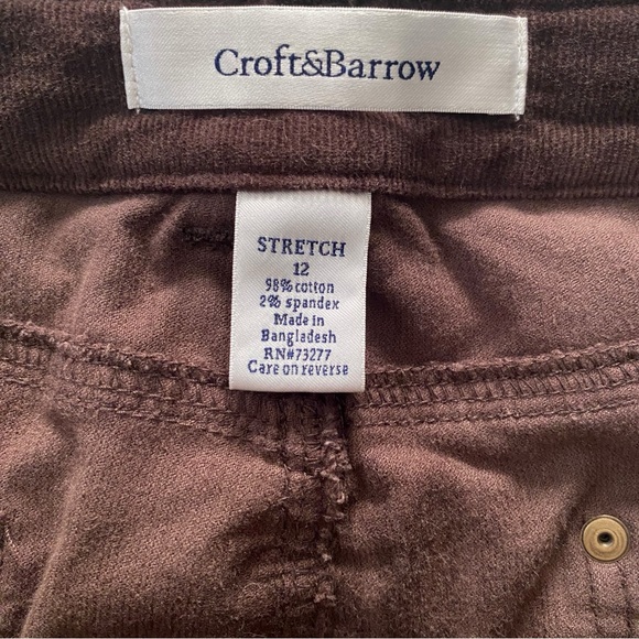 Chocolate Corduroy Croft & Barrow Button-front Skirt - Picture 4 of 5